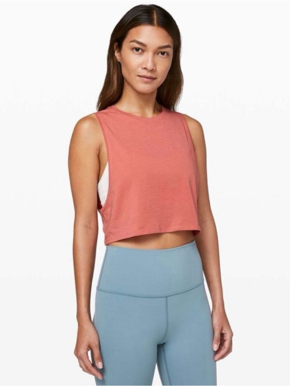 lululemon athletica Cropped Muscle Tee in Coral